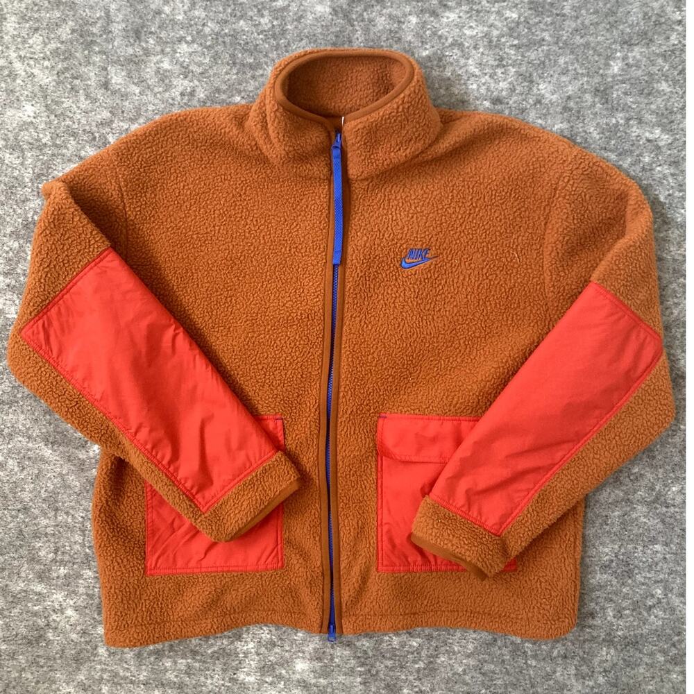 Nike fleece zip up sweater zip up coat patches retro 70s vibe
